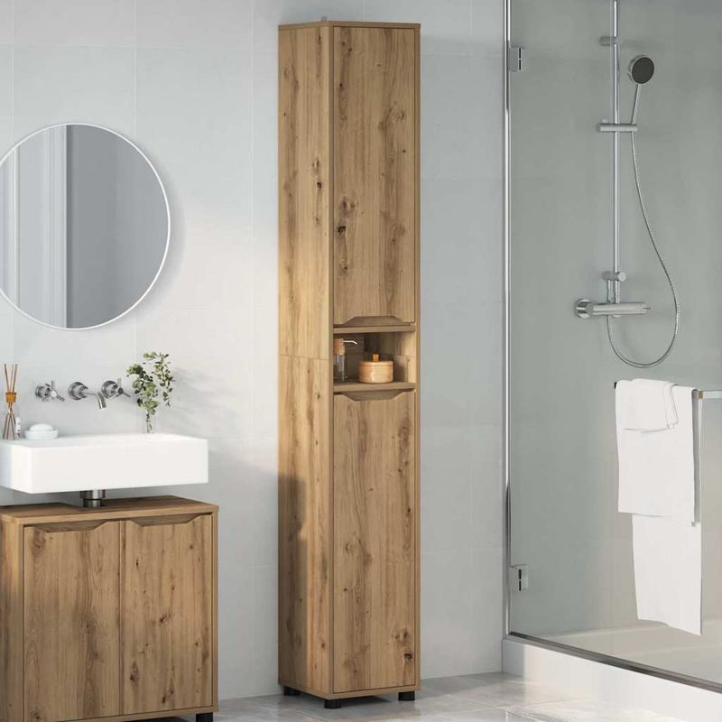 Casa si Gradina - Mobilier - Mobilier baie - Corpuri baie - Dulap de Baie Stejar Artizanal 30,5 x 30 x 195 cm Lemn compozit - Infinity.ro