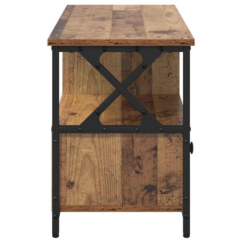 Casa si Gradina - Mobilier - Comode si corpuri - Comode - Cabinet TV Lemn Vechi 90 x 33 x 45 cm Lemn ingineresc si otel - Infinity.ro