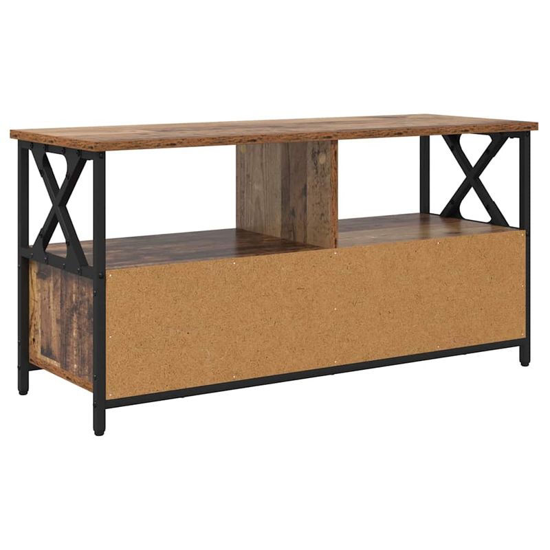 Casa si Gradina - Mobilier - Comode si corpuri - Comode - Cabinet TV Lemn Vechi 90 x 33 x 45 cm Lemn ingineresc si otel - Infinity.ro