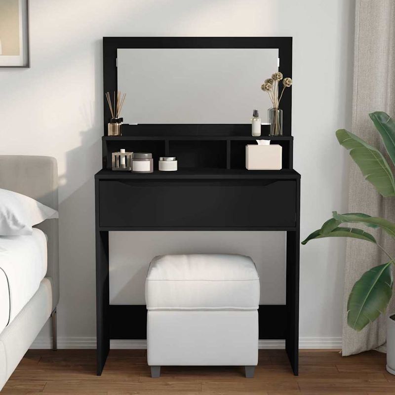 Casa si Gradina - Mobilier - Comode si corpuri - Masute de toaleta - Mese de toaleta pentru dormitor Negru 80 x 39,6 x 135 cm - Infinity.ro