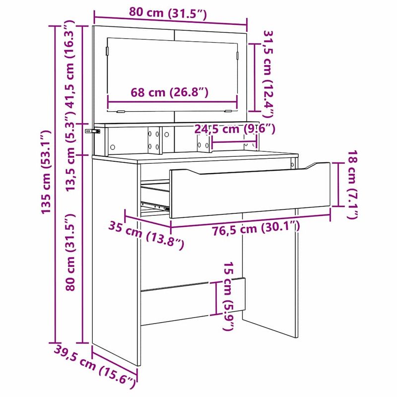 Casa si Gradina - Mobilier - Comode si corpuri - Masute de toaleta - Mese de toaleta pentru dormitor cu sertar Stejar Artizanal - Infinity.ro