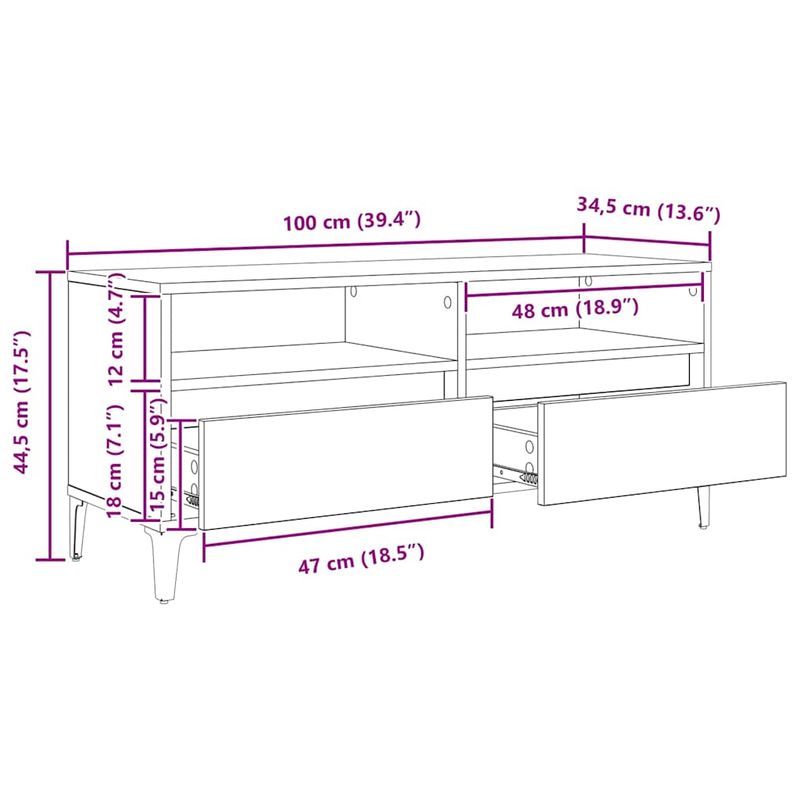 Casa si Gradina - Mobilier - Comode si corpuri - Comode - Cabinet TV cu sertar Lemn Vechi 100 x 34,5 x 44,5 cm - Infinity.ro