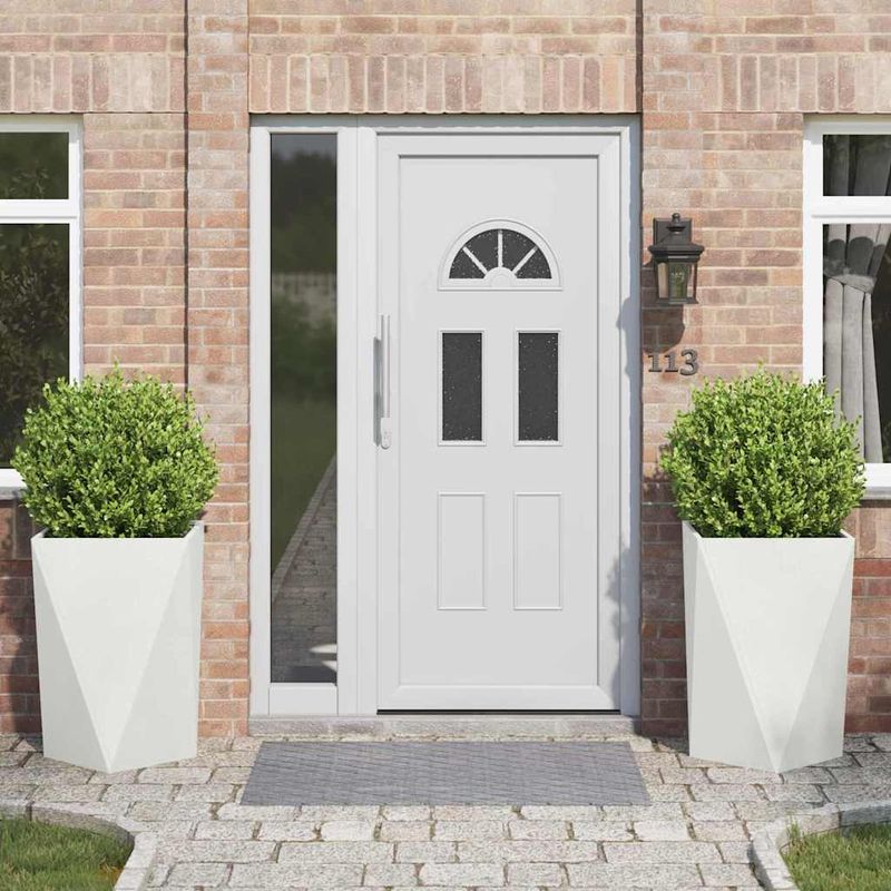 Casa si Gradina - Gradinarit si plante - Plante si ghivece - Ghivece si suporturi - Jardiniera 2 pcs Alb 50 x 50 x 75 cm Otel - Infinity.ro