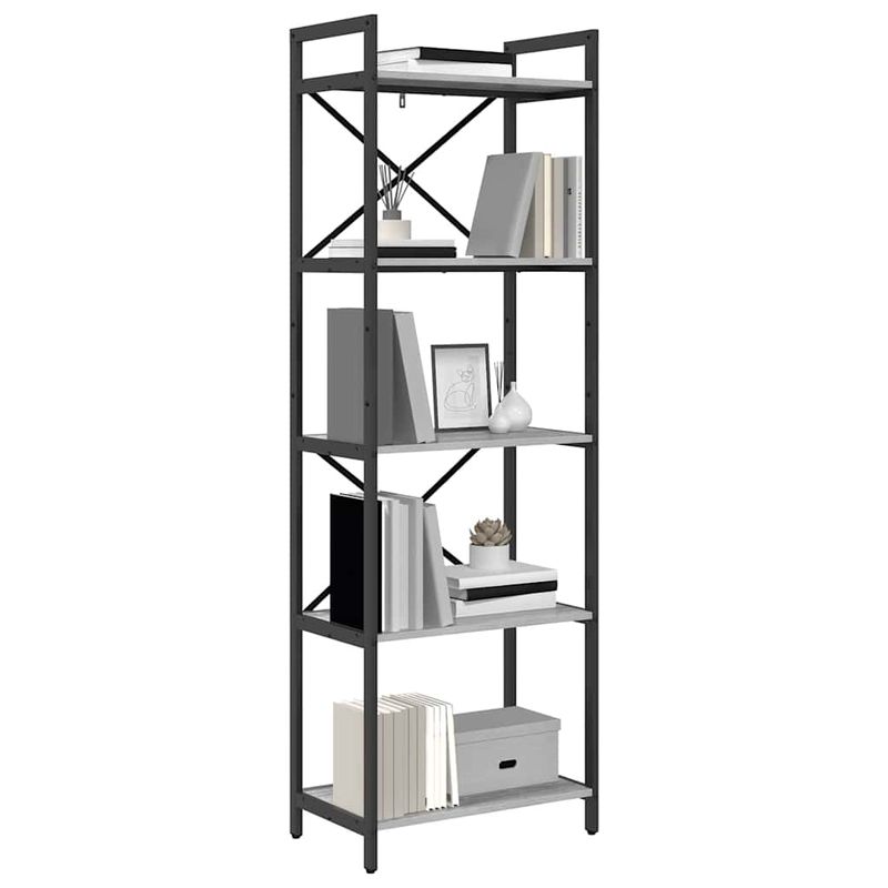 Casa si Gradina - Mobilier - Biblioteci si rafturi - Biblioteci - Raft pentru carti Gri Sonoma 56 x 34 x 171 cm Lemn compozit - Infinity.ro