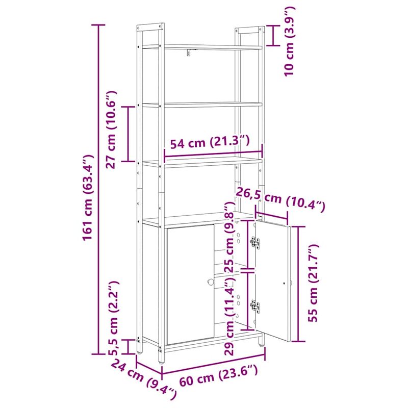 Casa si Gradina - Mobilier - Biblioteci si rafturi - Biblioteci - Dulap pentru carti Stejar Negru 60 x 24 x 161 cm Lemn compozit - Infinity.ro