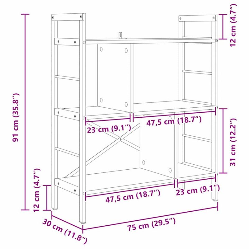 Casa si Gradina - Mobilier - Biblioteci si rafturi - Biblioteci - Raft pentru carti Lemn Vechi 75 x 30 x 91 cm Lemn compozit - Infinity.ro