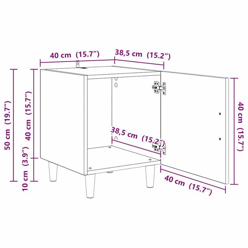 Casa si Gradina - Mobilier - Comode si corpuri - Noptiere - Noptiera Stejar Artizanal 40 x 40 x 50 cm Lemn compozit - Infinity.ro