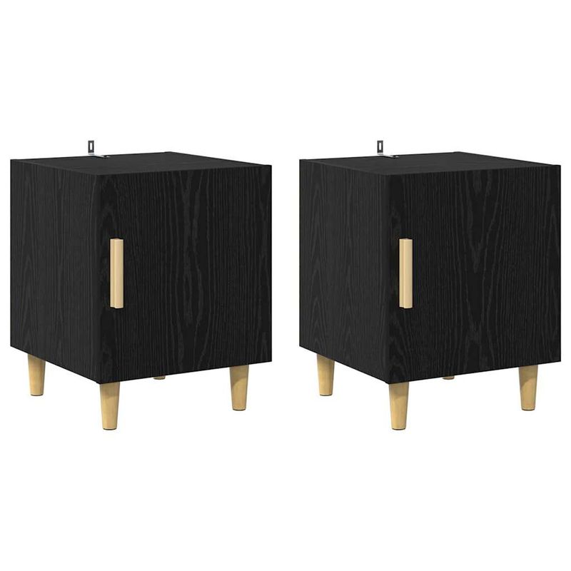 Casa si Gradina - Mobilier - Comode si corpuri - Noptiere - Noptiera Pe perete 2 pcs Stejar Negru 40 x 40 x 50 cm - Infinity.ro