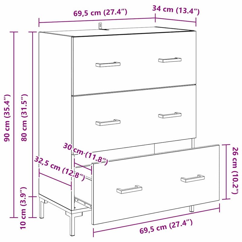 Casa si Gradina - Mobilier - Comode si corpuri - Comode - Bufet cu sertar Stejar Artizanal 69,5 x 34 x 90 cm - Infinity.ro