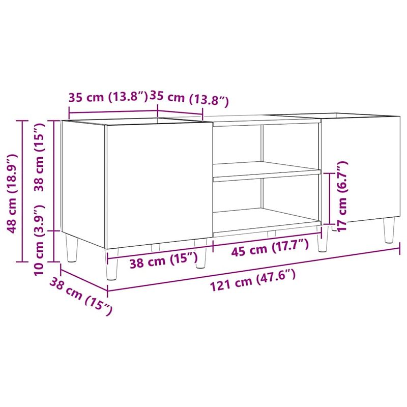 Casa si Gradina - Mobilier - Dulapuri si sifoniere - Dulapuri - Dulap pentru discuri de vinil Lemn Vechi 121 x 38 x 48 cm - Infinity.ro