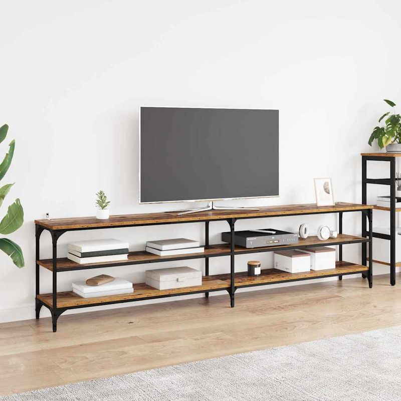 Casa si Gradina - Mobilier - Comode si corpuri - Comode - Cabinet TV Lemn Vechi 200 x 30 x 50 cm Lemn Ingineresc si Fier - Infinity.ro