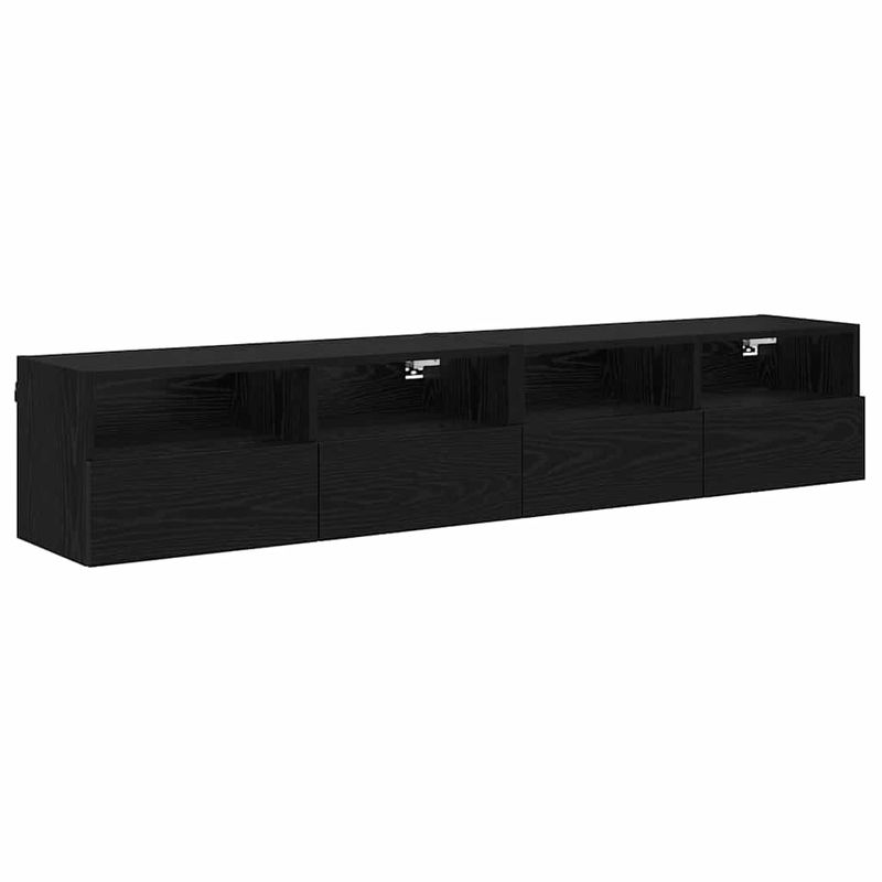 Casa si Gradina - Mobilier - Comode si corpuri - Comode - Dulapuri pentru TV Pe perete 2 pcs Stejar Negru 80 x 30 x 30 cm - Infinity.ro