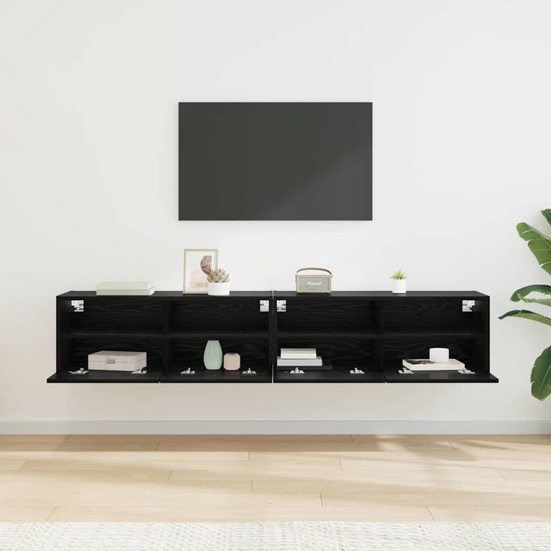 Casa si Gradina - Mobilier - Comode si corpuri - Comode - Dulapuri pentru TV Pe perete 2 pcs Stejar Negru 80 x 30 x 30 cm - Infinity.ro