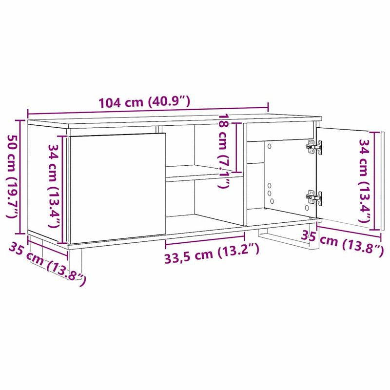 Casa si Gradina - Mobilier - Comode si corpuri - Comode - Cabinet TV Lemn Vechi 104 x 35 x 50 cm Lemn compozit - Infinity.ro