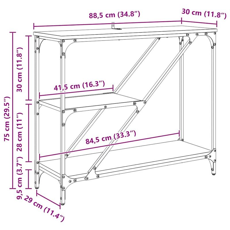 Casa si Gradina - Mobilier - Comode si corpuri - Console - Masa de consola Stejar Negru 88,5 x 30 x 75 cm Lemn compozit - Infinity.ro
