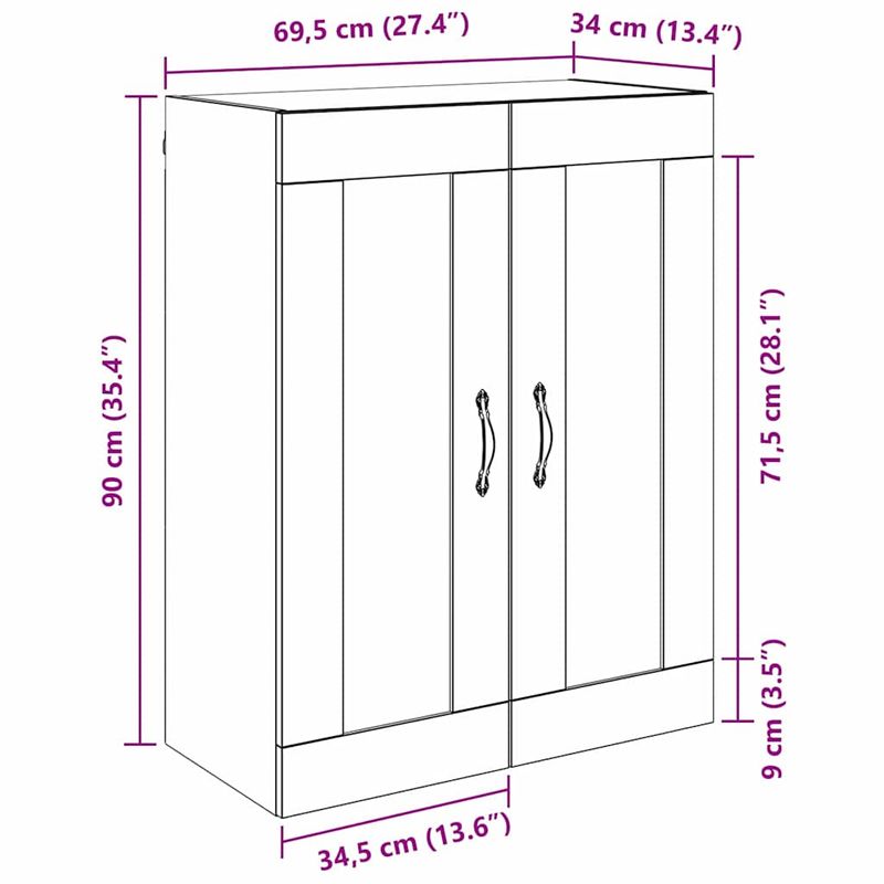 Casa si Gradina - Mobilier - Comode si corpuri - Comode - Dulap montat pe perete Stejar Artizanal 69,5 x 34 x 90 cm - Infinity.ro