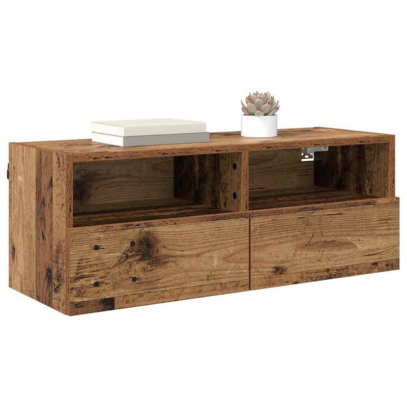 Casa si Gradina - Mobilier - Comode si corpuri - Comode - Dulapuri pentru TV Pe perete 2 pcs Lemn Vechi 80 x 30 x 30 cm - Infinity.ro