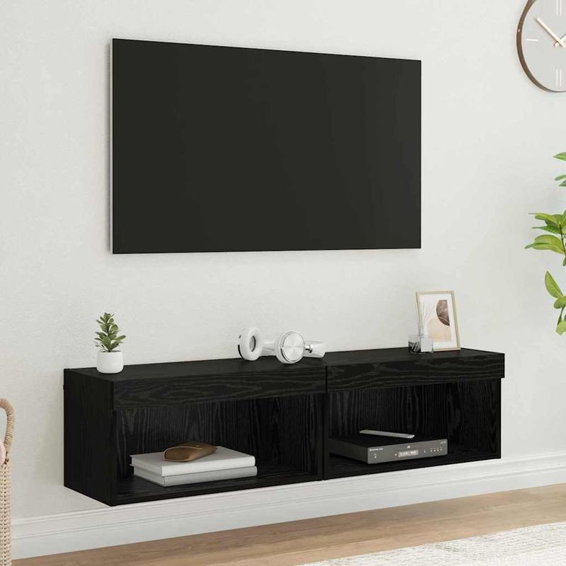 Casa si Gradina - Mobilier - Comode si corpuri - Comode - Dulapuri TV 2 pcs Stejar Negru 60 x 30 x 30 cm Lemn compozit - Infinity.ro