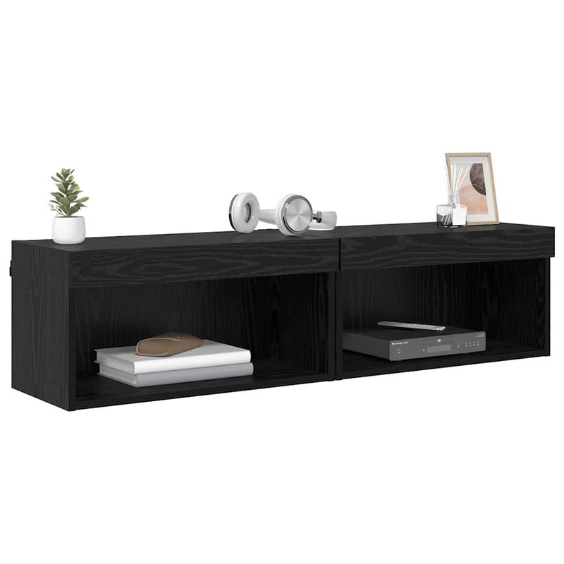 Casa si Gradina - Mobilier - Comode si corpuri - Comode - Dulapuri TV 2 pcs Stejar Negru 60 x 30 x 30 cm Lemn compozit - Infinity.ro