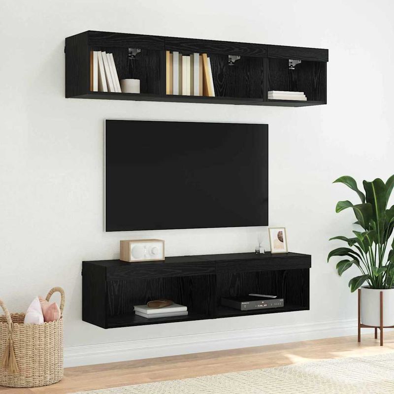 Casa si Gradina - Mobilier - Comode si corpuri - Comode - Dulapuri TV 2 pcs Stejar Negru 60 x 30 x 30 cm Lemn compozit - Infinity.ro