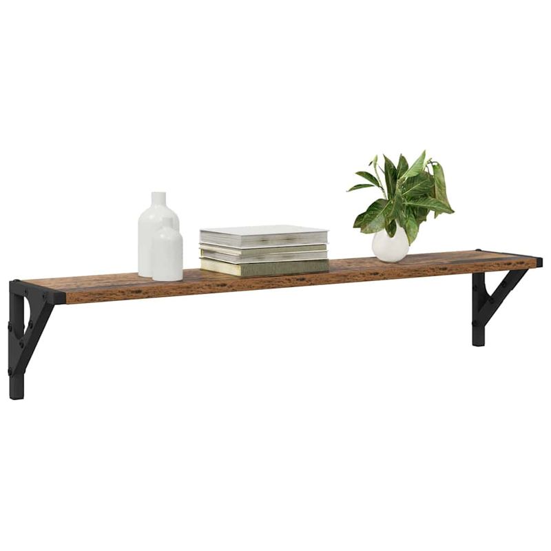 Casa si Gradina - Mobilier - Biblioteci si rafturi - Rafturi - Semele de perete cu raft 2 pcs Lemn Vechi 80 x 15 x 15,5 cm - Infinity.ro