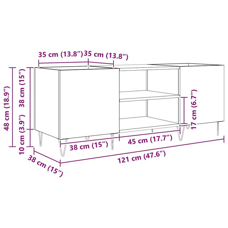 Casa si Gradina - Mobilier - Dulapuri si sifoniere - Dulapuri - Dulap pentru discuri de vinil Lemn Vechi 121 x 38 x 48 cm - Infinity.ro
