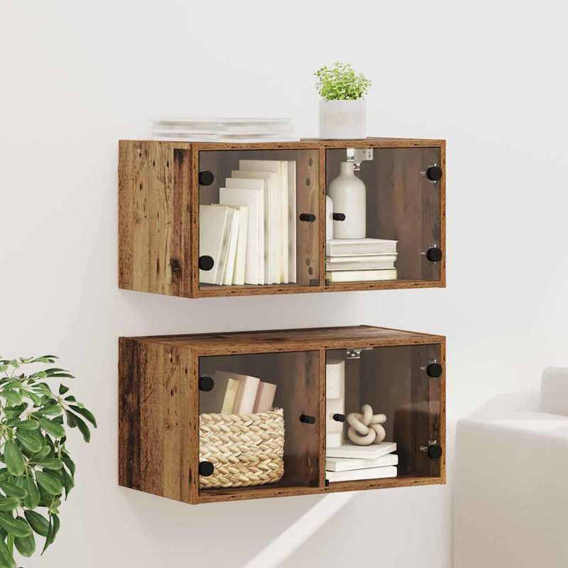 Casa si Gradina - Mobilier - Dulapuri si sifoniere - Dulapuri - Dulapuri de perete Pe perete 2 pcs Lemn Vechi 68 x 37 x 35 cm - Infinity.ro
