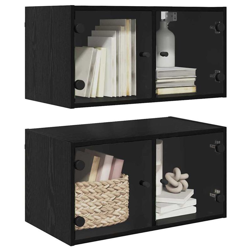 Casa si Gradina - Mobilier - Dulapuri si sifoniere - Dulapuri - Dulapuri de perete Pe perete 2 pcs Stejar Negru 68 x 37 x 35 cm - Infinity.ro