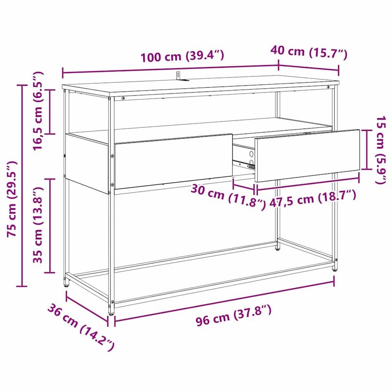 Casa si Gradina - Mobilier - Comode si corpuri - Console - Masa de consola cu sertar Stejar Artizanal 100 x 40 x 75 cm - Infinity.ro