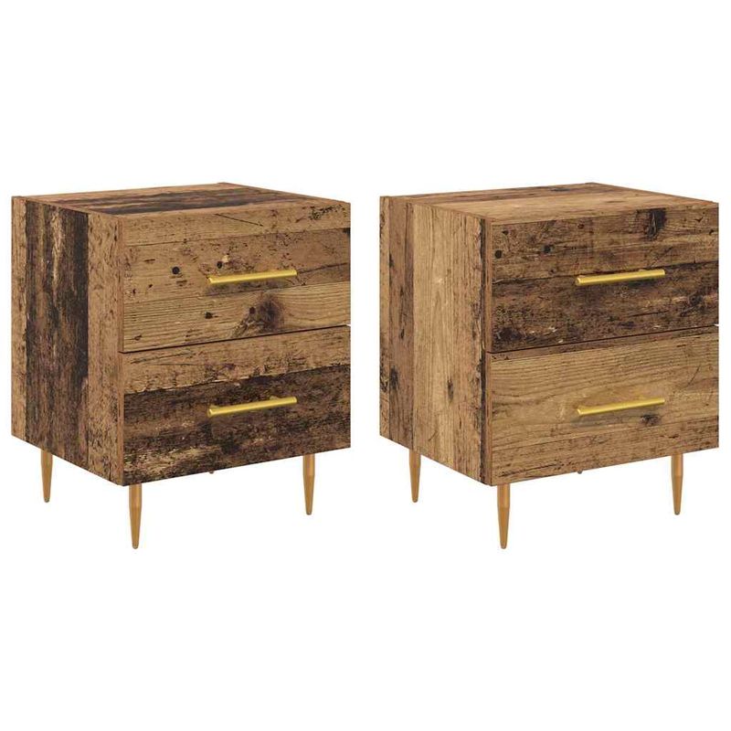Casa si Gradina - Mobilier - Comode si corpuri - Noptiere - Noptiera cu sertar 2 pcs Lemn Vechi 40 x 35 x 47,5 cm - Infinity.ro