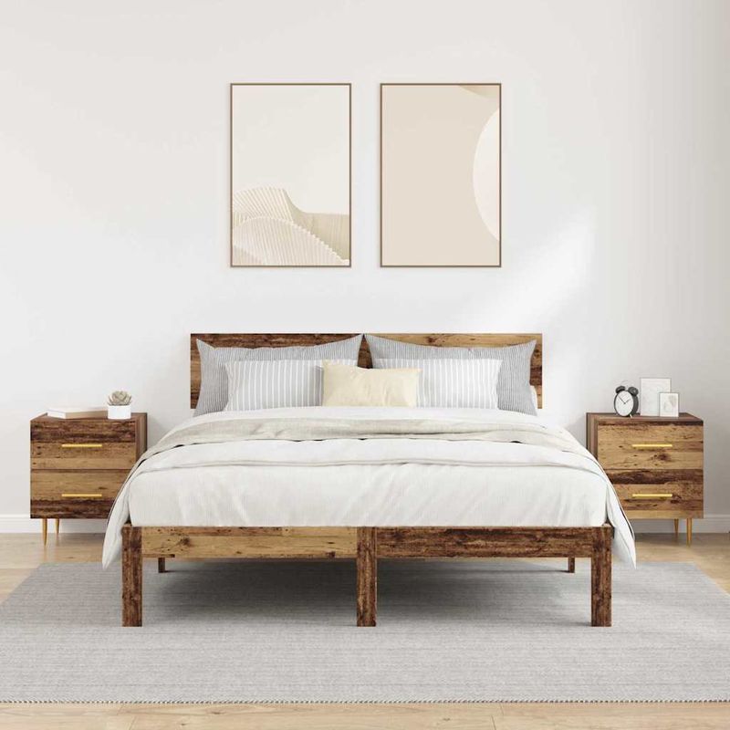 Casa si Gradina - Mobilier - Comode si corpuri - Noptiere - Noptiera cu sertar 2 pcs Lemn Vechi 40 x 35 x 47,5 cm - Infinity.ro