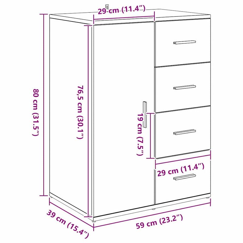 Casa si Gradina - Mobilier - Comode si corpuri - Comode - Bufet cu sertar Stejar Artizanal 59 x 39 x 80 cm Lemn compozit - Infinity.ro