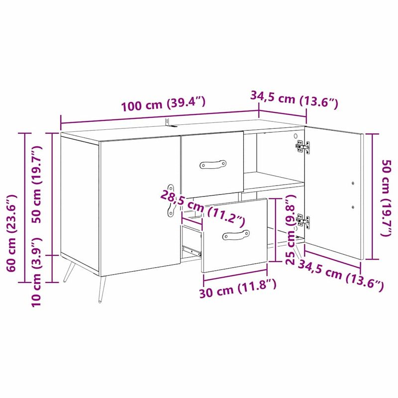 Casa si Gradina - Mobilier - Comode si corpuri - Comode - Bufet cu sertar Stejar Artizanal 100 x 36 x 60 cm Lemn compozit - Infinity.ro