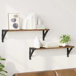 Casa si Gradina - Mobilier - Biblioteci si rafturi - Rafturi - Semele de perete cu raft 2 pcs Lemn Vechi 60 x 15 x 15,5 cm - Infinity.ro
