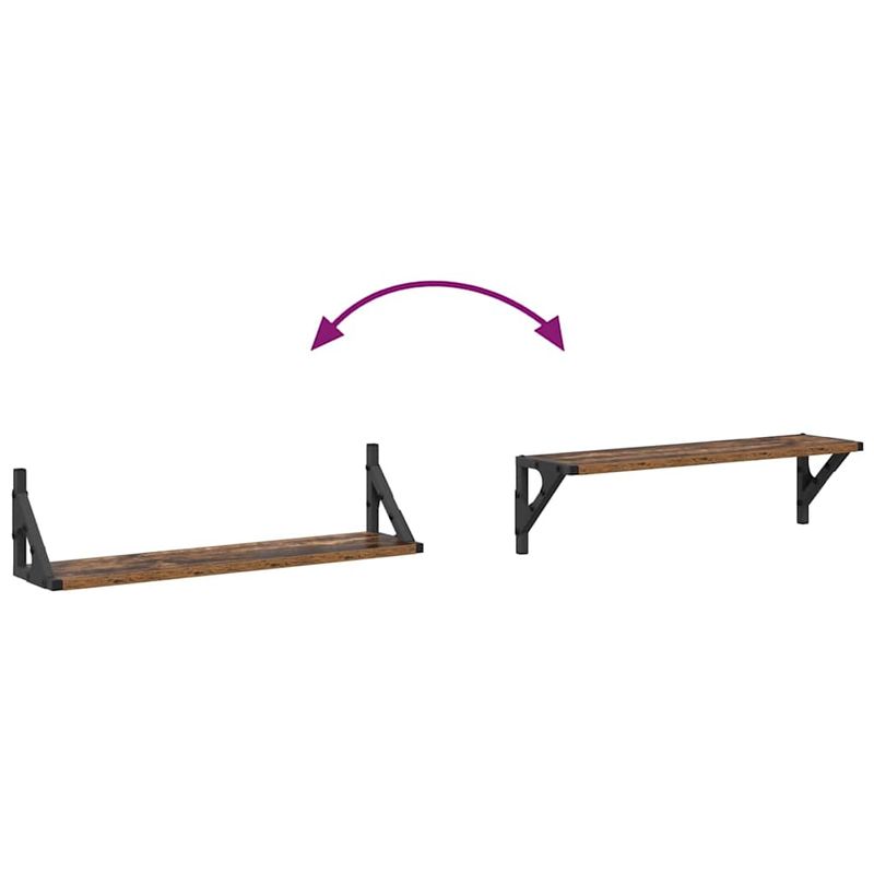 Casa si Gradina - Mobilier - Biblioteci si rafturi - Rafturi - Semele de perete cu raft 2 pcs Lemn Vechi 60 x 15 x 15,5 cm - Infinity.ro