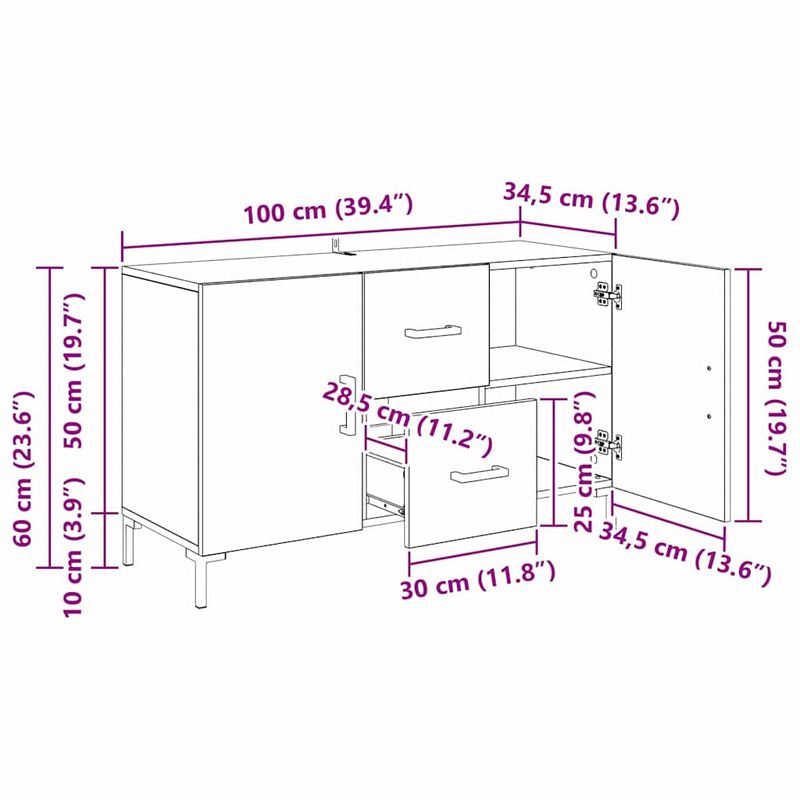 Casa si Gradina - Mobilier - Comode si corpuri - Comode - Bufet cu sertar Lemn Vechi 100 x 36 x 60 cm Lemn compozit - Infinity.ro
