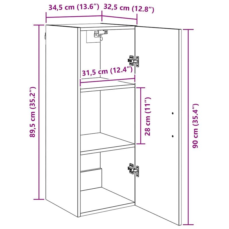 Casa si Gradina - Mobilier - Comode si corpuri - Comode - Dulap montat pe perete Lemn Vechi 34,5 x 34 x 90 cm - Infinity.ro