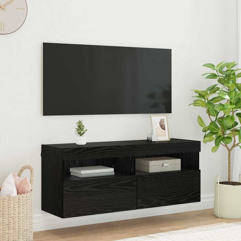 Casa si Gradina - Mobilier - Comode si corpuri - Comode - Dulap TV de perete Stejar Negru 100 x 30 x 40 cm Lemn compozit - Infinity.ro
