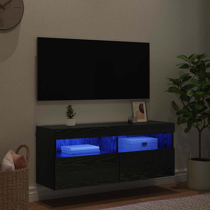 Casa si Gradina - Mobilier - Comode si corpuri - Comode - Dulap TV de perete Stejar Negru 100 x 30 x 40 cm Lemn compozit - Infinity.ro