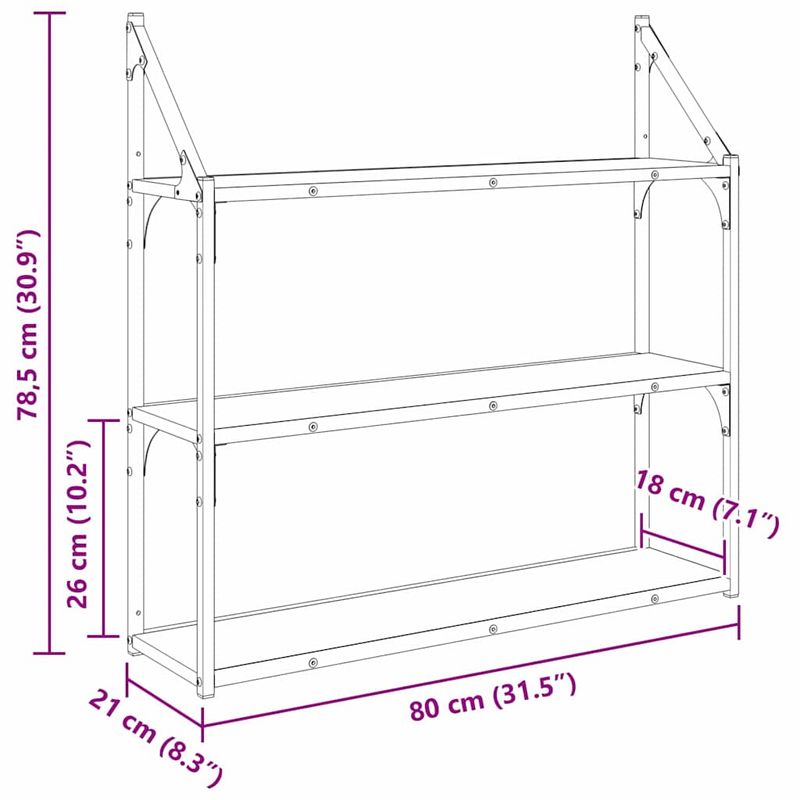 Casa si Gradina - Mobilier - Biblioteci si rafturi - Rafturi - Raft de perete Lemn Vechi 80 x 21 x 78,5 cm Lemn compozit - Infinity.ro
