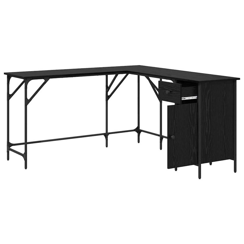 Casa si Gradina - Mobilier - Mese si birouri - Birouri - Birou Stejar Negru 141 x 141 x 75 cm Lemn compozit - Infinity.ro