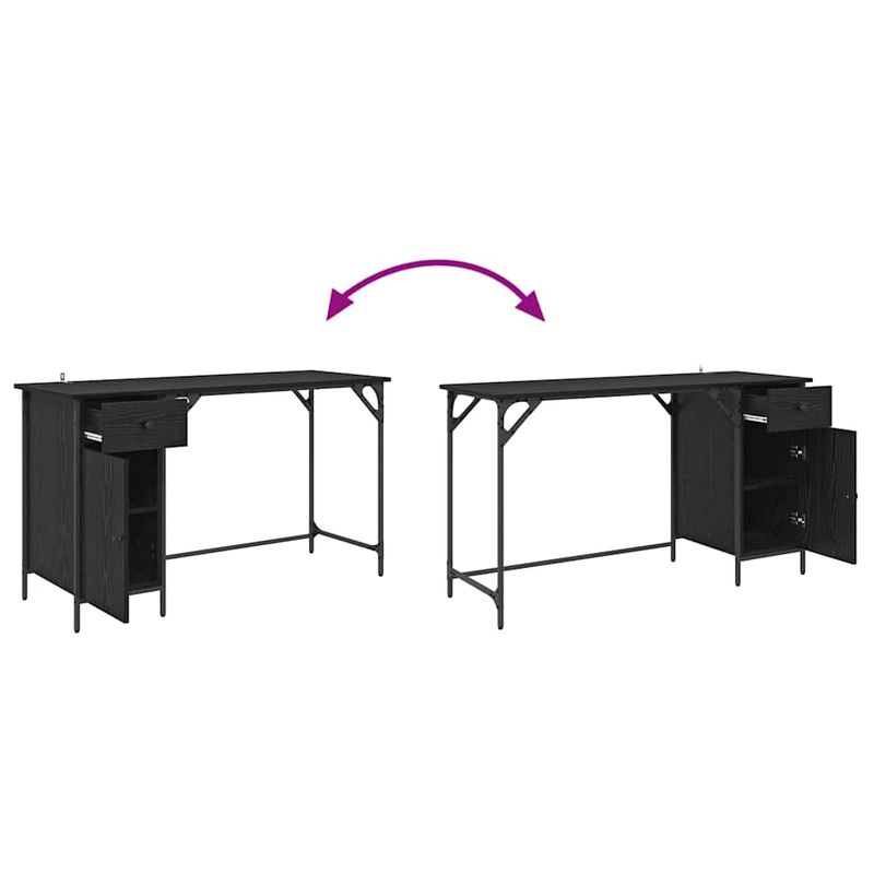 Casa si Gradina - Mobilier - Mese si birouri - Birouri - Birou de calculator Stejar Negru 131 x 48 x 75 cm Lemn compozit - Infinity.ro