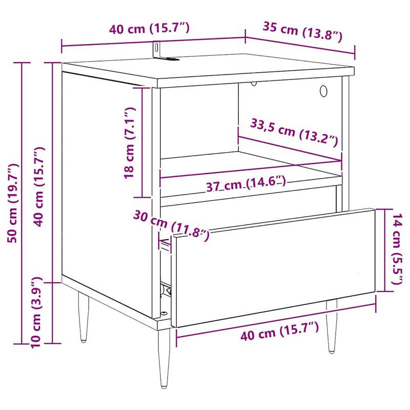 Casa si Gradina - Mobilier - Comode si corpuri - Noptiere - Noptiera Stejar Negru 40 x 35 x 50 cm Lemn compozit - Infinity.ro