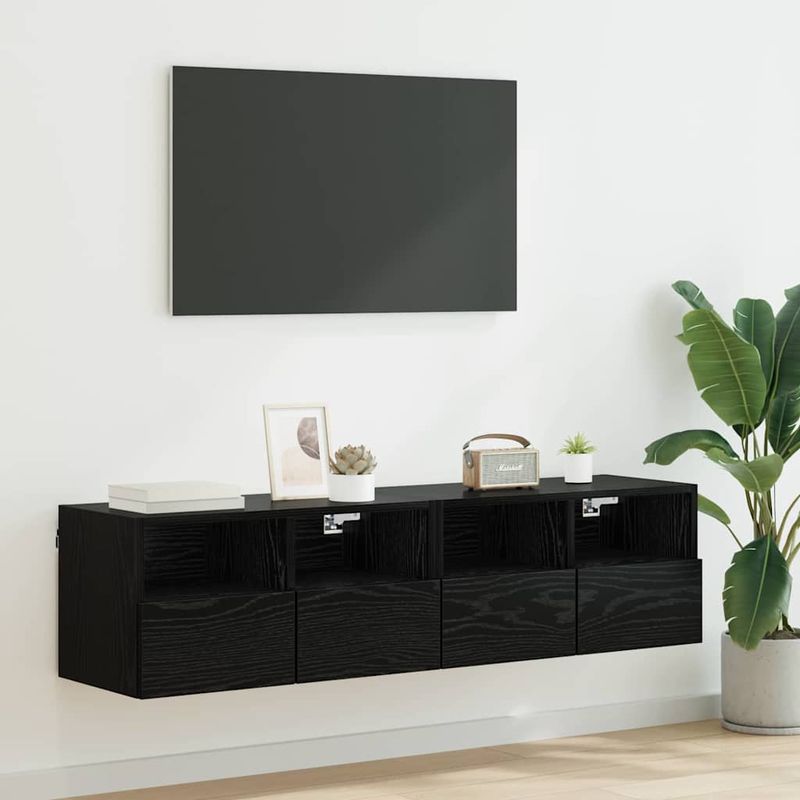 Casa si Gradina - Mobilier - Comode si corpuri - Comode - Dulapuri pentru TV Pe perete 2 pcs Stejar Negru 60 x 30 x 30 cm - Infinity.ro