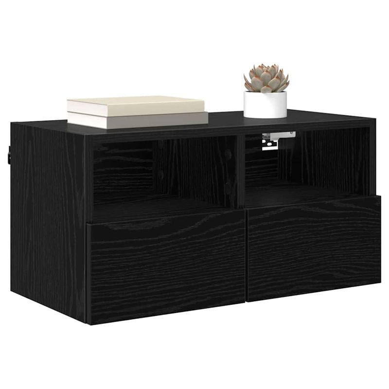 Casa si Gradina - Mobilier - Comode si corpuri - Comode - Dulapuri pentru TV Pe perete 2 pcs Stejar Negru 60 x 30 x 30 cm - Infinity.ro