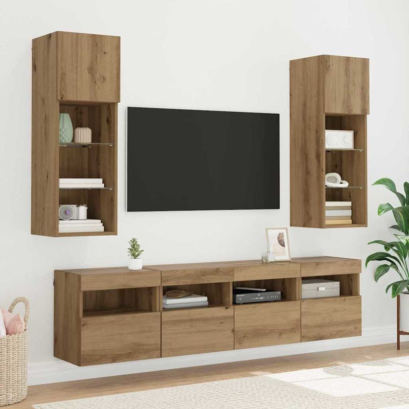 Casa si Gradina - Mobilier - Comode si corpuri - Comode - Dulap TV de perete Pe perete Stejar Artizanal 40 x 30 x 40 cm - Infinity.ro