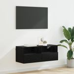 Casa si Gradina - Mobilier - Comode si corpuri - Comode - Dulap TV de perete Stejar Negru 80 x 30 x 30 cm Lemn compozit - Infinity.ro
