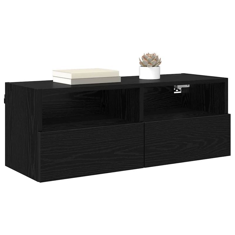 Casa si Gradina - Mobilier - Comode si corpuri - Comode - Dulap TV de perete Stejar Negru 80 x 30 x 30 cm Lemn compozit - Infinity.ro