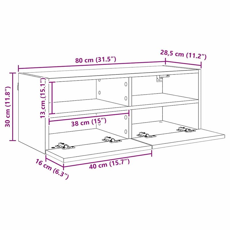 Casa si Gradina - Mobilier - Comode si corpuri - Comode - Dulap TV de perete Stejar Negru 80 x 30 x 30 cm Lemn compozit - Infinity.ro