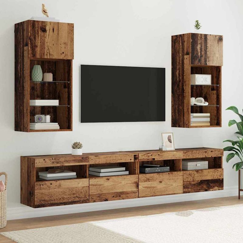 Casa si Gradina - Mobilier - Comode si corpuri - Comode - Sistem de TV montat pe perete Lemn Vechi 40,5 x 30 x 90 cm - Infinity.ro